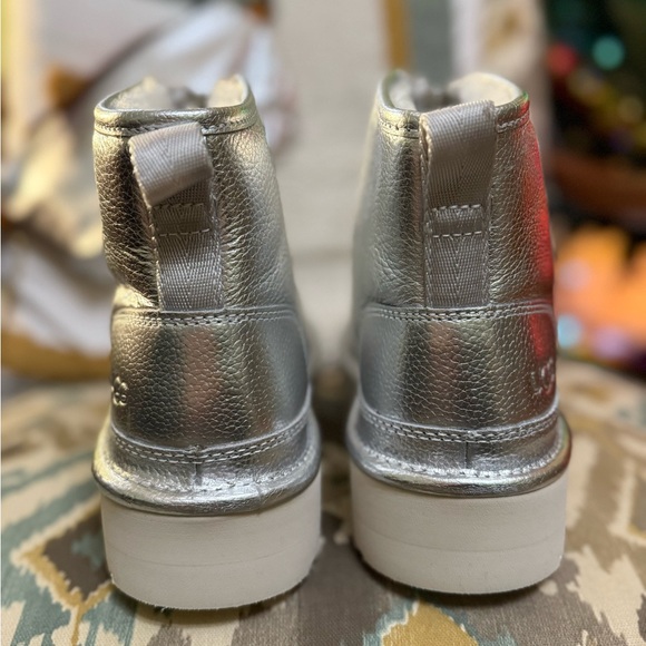 Women’s Neumel Metallic Sheepskin Platform Boots Zip Up #7 38 - Picture 5 of 8